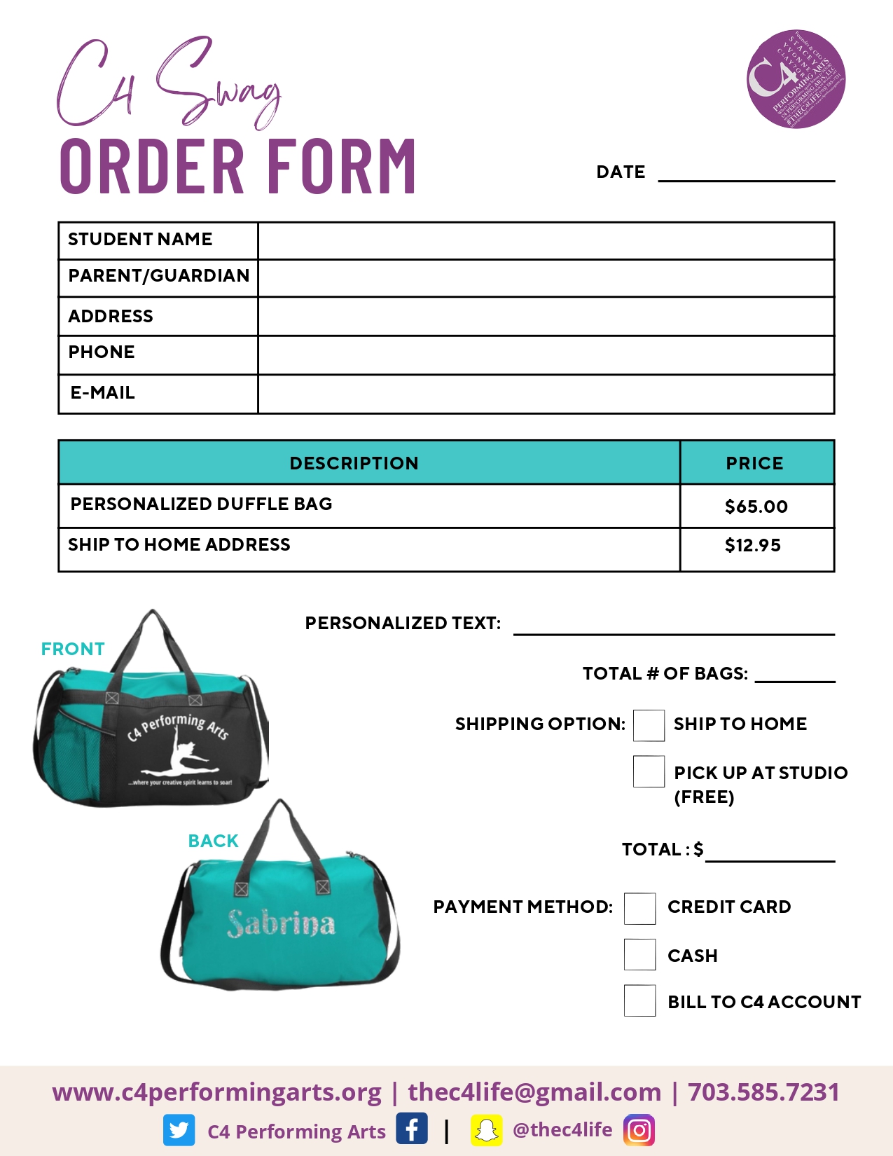  C4 Swag Bag Form